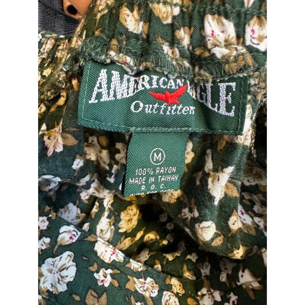 Vintage American Eagle Outfitters Green Floral Maxi Skirt Rayon 90s Boho Medium - Picture 8 of 15